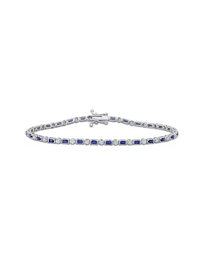 Rina Limor 14k 1.50 Ct. Tw. Diamond & Sapphire Tennis Bracelet In Metallic