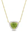 Rina Limor 14k 1.51 Ct. Tw. Peridot Halo Triangle Necklace