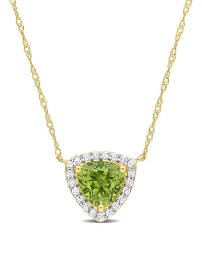 Rina Limor 14k 1.51 Ct. Tw. Peridot Halo Triangle Necklace