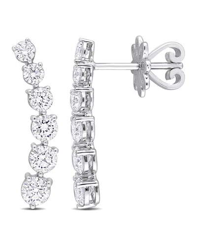 Rina Limor 14k 1.53 Ct. Tw. Diamond Graduated Drop Earrings In Silver