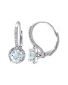 Rina Limor 14k 1.56 Ct. Tw. Diamond & Aquamarine Halo Earrings In Metallic