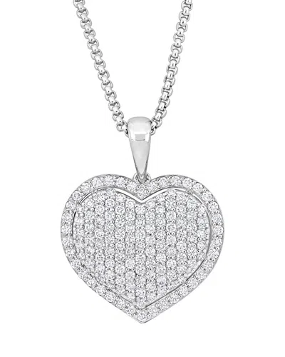 Rina Limor 14k 1.67 Ct. Tw. Diamond Heart Pendant In Silver