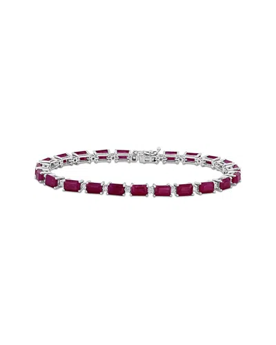 Rina Limor 14k 17.96 Ct. Tw. Diamond & Ruby Tennis Bracelet In Burgundy