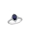 Rina Limor 14k 1.96 Ct. Tw. Diamond & Blue Sapphire Halo Ring