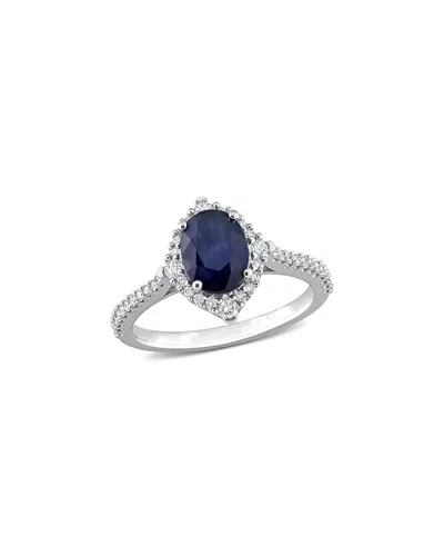 Rina Limor 14k 1.96 Ct. Tw. Diamond & Blue Sapphire Halo Ring
