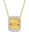 Rina Limor 14k 1.99 Ct. Tw. Diamond & Citrine Rectangle Halo Pendant