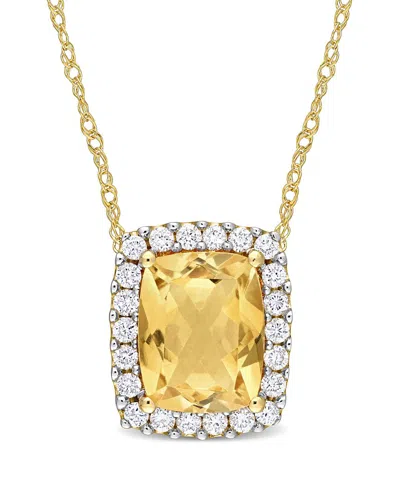 Rina Limor 14k 1.99 Ct. Tw. Diamond & Citrine Rectangle Halo Pendant