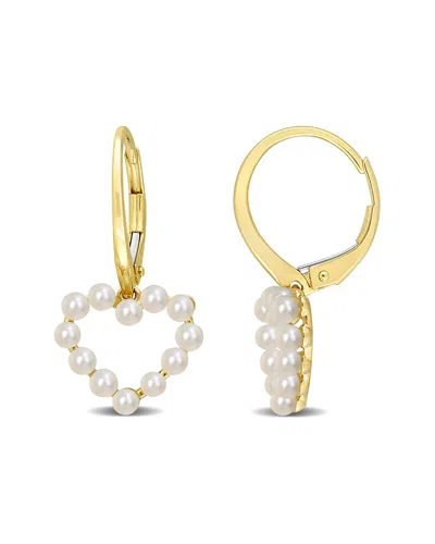 Rina Limor 14k 2-2.5mm Pearl Heart Earrings