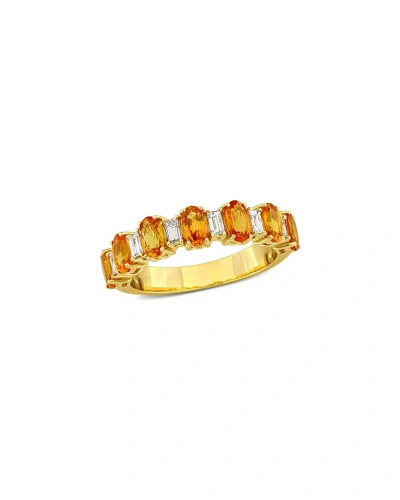 Rina Limor 14k 2.43 Ct. Tw. Diamond & Yellow Sapphire Semi-eternity Ring In Gold
