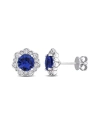 Rina Limor 14k 2.55 Ct. Tw. Diamond & Blue Sapphire Halo Earrings
