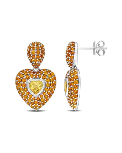 Rina Limor 14k 2.73 Ct. Tw. Citrine Heart Earrings In Gold