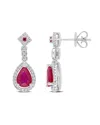 Rina Limor 14k 2.12 Ct. Tw. Diamond & Ruby Drop Earrings