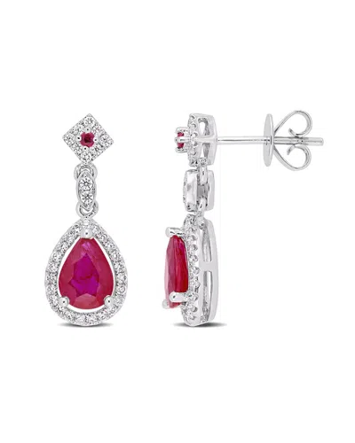 RINA LIMOR RINA LIMOR 14K 2.12 CT. TW. DIAMOND & RUBY DROP EARRINGS