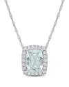 Rina Limor 14k 2.24 Ct. Tw. Diamond & Aquamarine Rectangle Halo Pendant