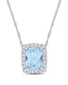 Rina Limor 14k 2.49 Ct. Tw. Diamond & Topaz Rectangle Halo Pendant