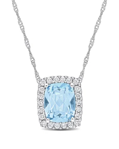 Rina Limor 14k 2.49 Ct. Tw. Diamond & Topaz Rectangle Halo Pendant
