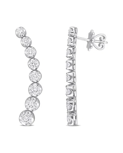 Rina Limor 14k 2.49 Ct. Tw. Diamond Curved Line Earrings In Metallic