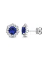 Rina Limor 14k 2.55 Ct. Tw. Diamond & Blue Sapphire Halo Earrings