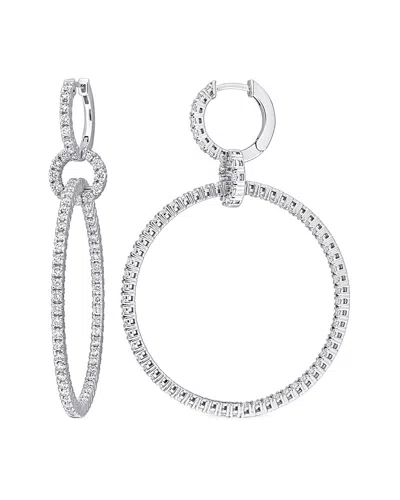 Rina Limor 14k 2.69 Ct. Tw. Diamond Dangle Clip-on Hoops In Silver