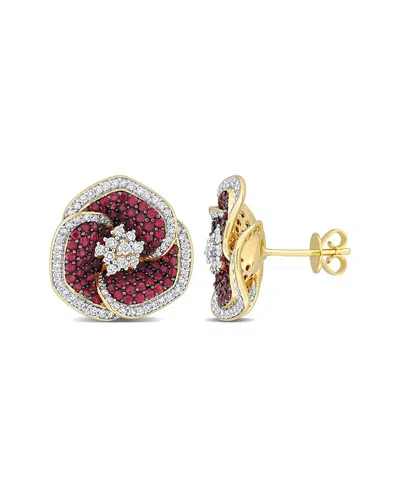 Rina Limor 14k 2.88 Ct. Tw. Diamond & Ruby Earrings In Gold
