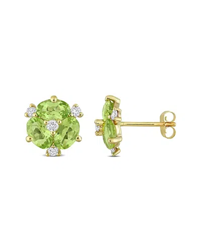 Rina Limor 14k 3.04 Ct. Tw. Diamond & Peridot Earrings