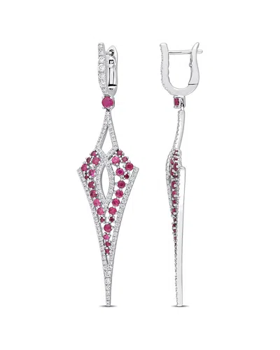 RINA LIMOR RINA LIMOR 14K 3.16 CT. TW. DIAMOND & RUBY DROP EARRINGS