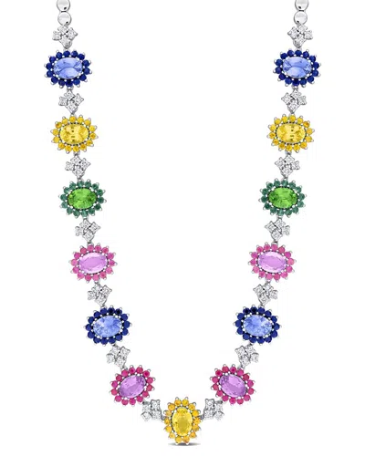 Rina Limor 14k 59.90 Ct. Tw. Diamond & Yellow Sapphire Multicolor Necklace