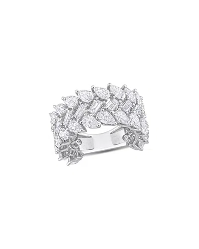 Rina Limor 14k 6.62 Ct. Tw. Diamond Three-row Ring In Silver