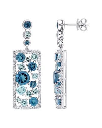 Rina Limor 14k 7.18 Ct. Tw. Diamond & Blue Topaz Earrings