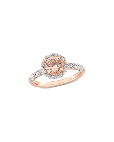 Rina Limor 14k Rose Gold 1.10 Ct. Tw. Diamond & Morganite Halo Ring