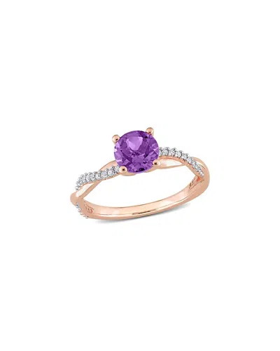 Rina Limor 14k Rose Gold 1.07 Ct. Tw. Diamond & Amethyst Crossover Ring
