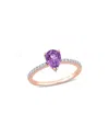 Rina Limor 14k Rose Gold 1.10 Ct. Tw. Diamond & Amethyst Ring