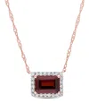 Rina Limor 14k Rose Gold 1.37 Ct. Tw. Diamond & Garnet Halo Square Necklace
