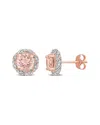 Rina Limor 14k Rose Gold 1.89 Ct. Tw. Diamond & Morganite Halo Earrings