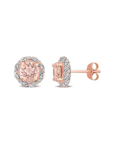 Rina Limor 14k Rose Gold 1.89 Ct. Tw. Diamond & Morganite Halo Earrings
