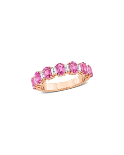 Rina Limor 14k Rose Gold 2.43 Ct. Tw. Diamond & Pink Sapphire Semi-eternity Ring