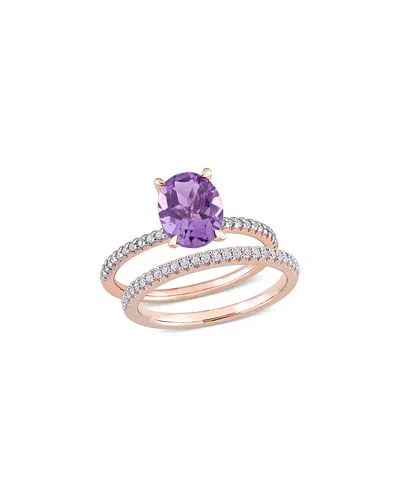Rina Limor 14k Rose Gold 2.23 Ct. Tw. Diamond & Amethyst Ring