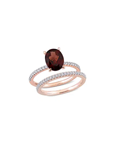 Rina Limor 14k Rose Gold 2.33 Ct. Tw. Diamond & Garnet Ring