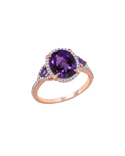 Rina Limor 14k Rose Gold 2.85 Ct. Tw. Diamond & African Amethyst Ring