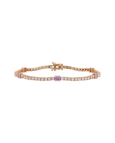 Rina Limor 14k Rose Gold 3.52 Ct. Tw. Diamond & Pink Sapphire Tennis Bracelet
