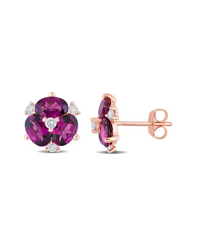 Rina Limor 14k Rose Gold 3.64 Ct. Tw. Diamond & Rhodolite Earrings