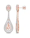 Rina Limor 14k Rose Gold 3.84 Ct. Tw. Diamond & Morganite Halo Teardrop Earrings