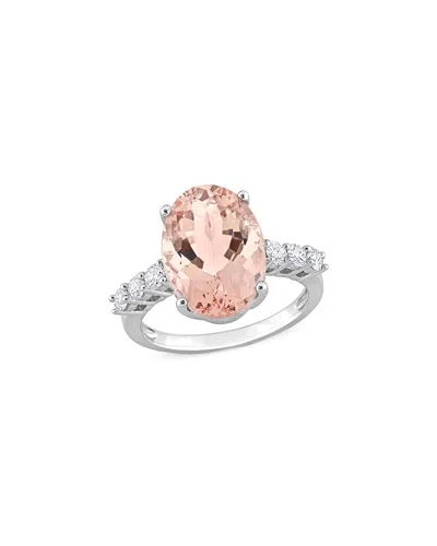 Rina Limor 14k Rose Gold 5.28 Ct. Tw. Diamond & Morganite Cocktail Ring In Silver