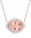 Rina Limor 14k Rose Gold 5.69 Ct. Tw. Diamond & Morganite Halo Necklace