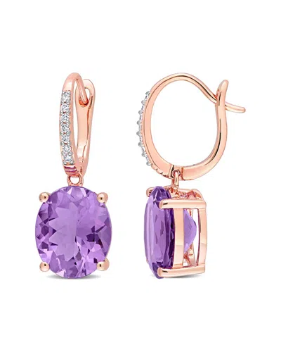 Rina Limor 14k Rose Gold 8.11 Ct. Tw. Diamond & Amethyst Earrings