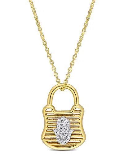 Rina Limor 14k Two-tone Diamond Lock Necklace