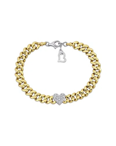 Rina Limor 14k Two-tone 0.23 Ct. Tw. Diamond Heart Bracelet In Gold
