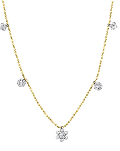 Rina Limor 14k Two-tone 0.30 Ct. Tw. Diamond Floral Necklace In Gold