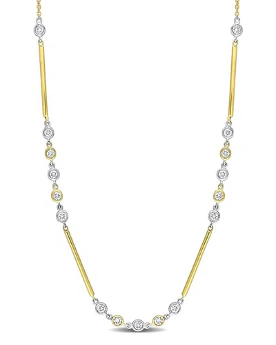 Rina Limor 14k Two-tone 0.39 Ct. Tw. Diamond Station Necklace In Gold