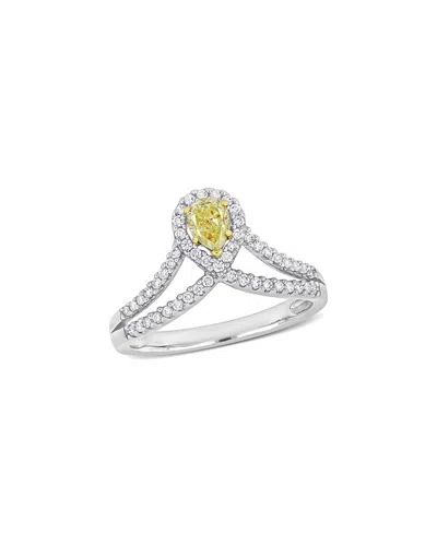 Rina Limor 14k Two-tone 0.69 Ct. Tw. Diamond Halo Ring In Yellow